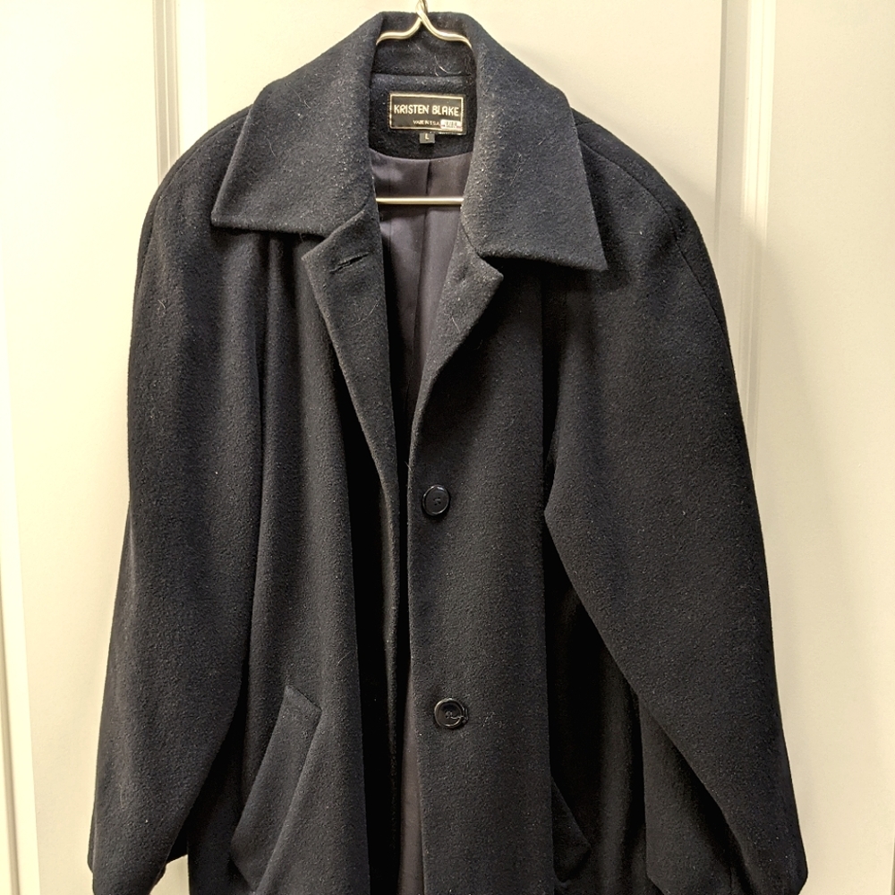 Heavy, lined black wool coat
